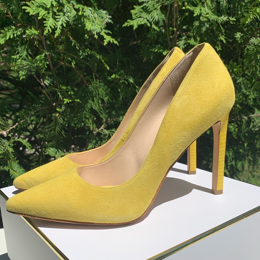 Nine West Yellow Faux Suede Pumps